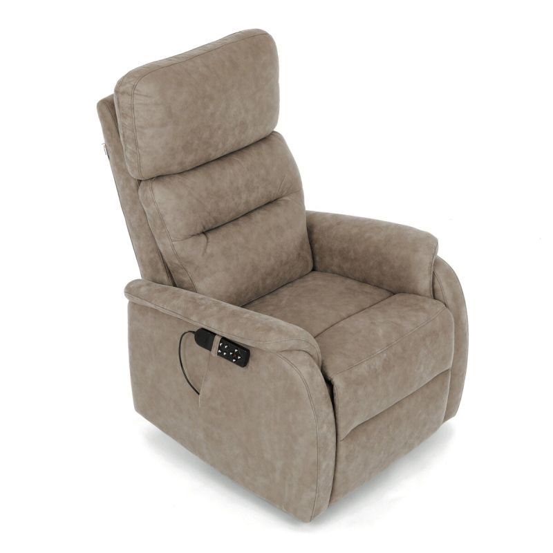 Polohovacie kreslo, elektrické, béžová látka vintage, 150kg, TV-L8904 LAN3