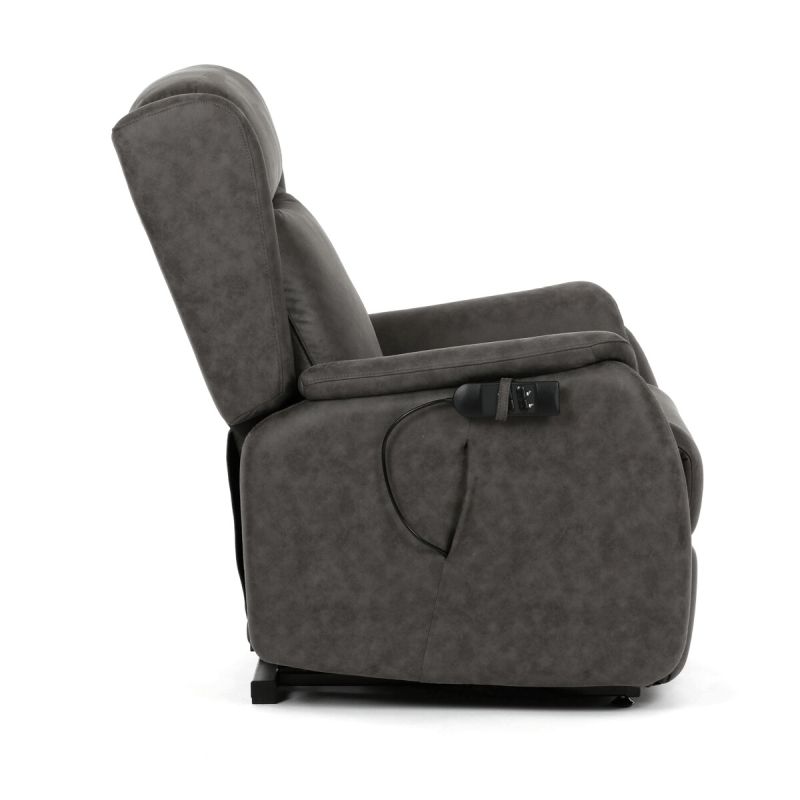 Polohovacie kreslo, elektrické, čierna látka vintage, 150kg, TV-L8902 BK3