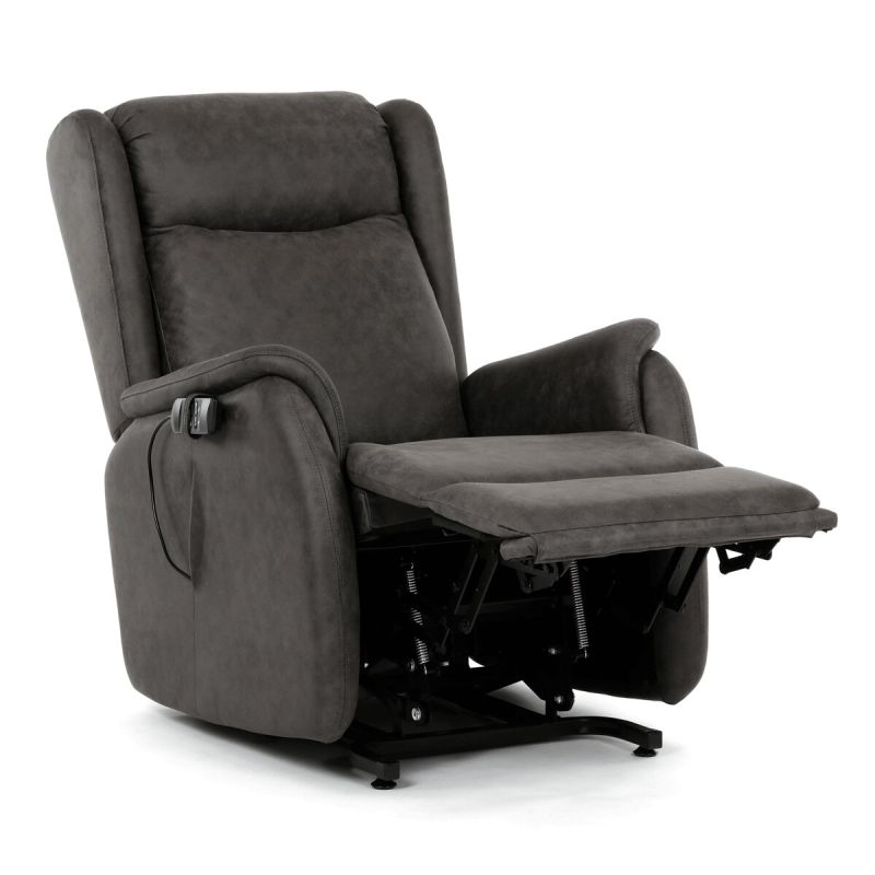 Polohovacie kreslo, elektrické, čierna látka vintage, 150kg, TV-L8902 BK3