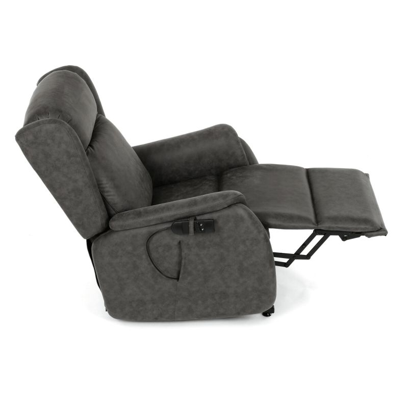 Polohovacie kreslo, elektrické, čierna látka vintage, 150kg, TV-L8902 BK3