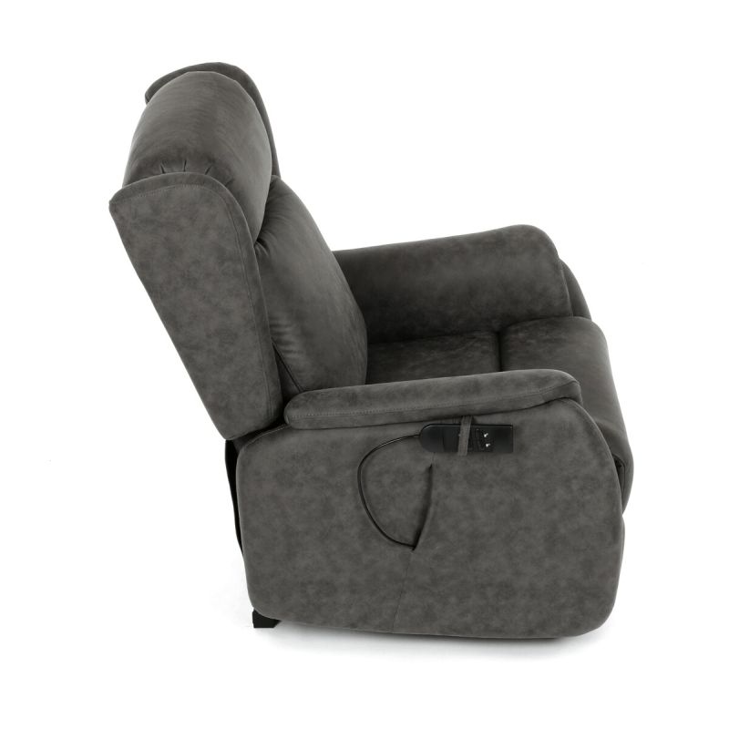 Polohovacie kreslo, elektrické, čierna látka vintage, 150kg, TV-L8902 BK3