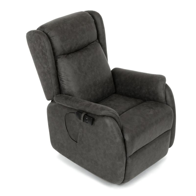 Polohovacie kreslo, elektrické, čierna látka vintage, 150kg, TV-L8902 BK3
