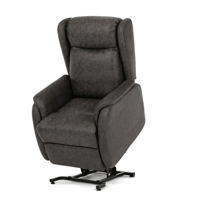 Polohovacie kreslo, elektrické, čierna látka vintage, 150kg, TV-L8902 BK3