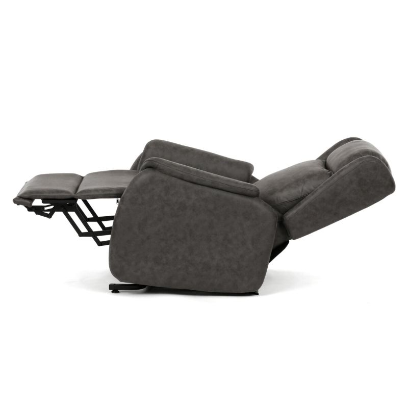 Polohovacie kreslo, elektrické, čierna látka vintage, 150kg, TV-L8902 BK3