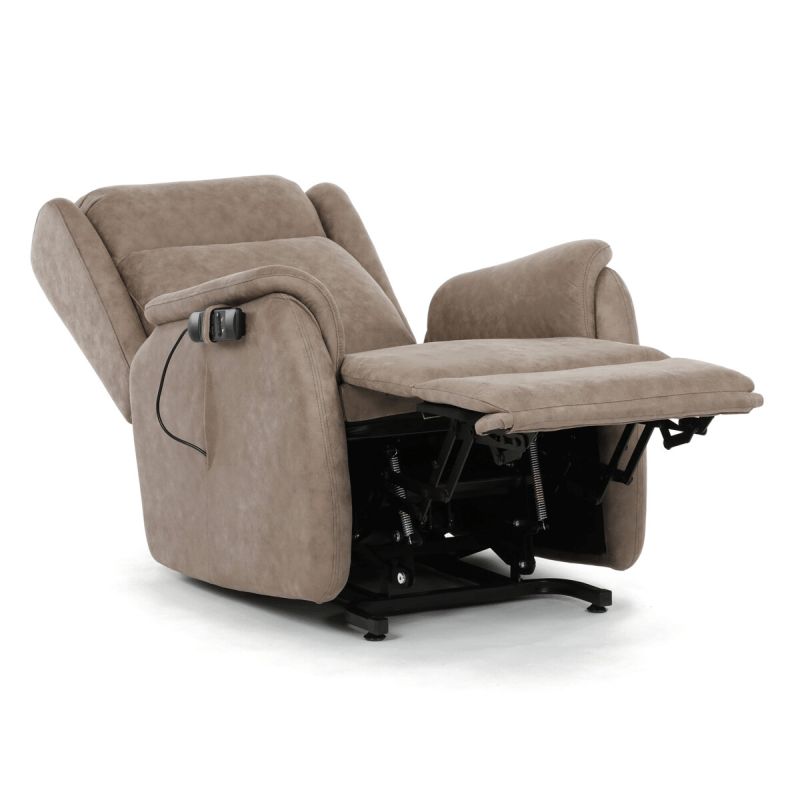 Polohovacie kreslo, elektrické, béžová látka vintage, 150kg, TV-L8902 LAN3