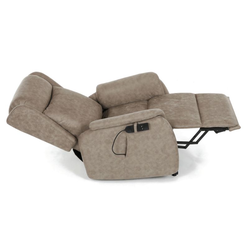 Polohovacie kreslo, elektrické, béžová látka vintage, 150kg, TV-L8902 LAN3