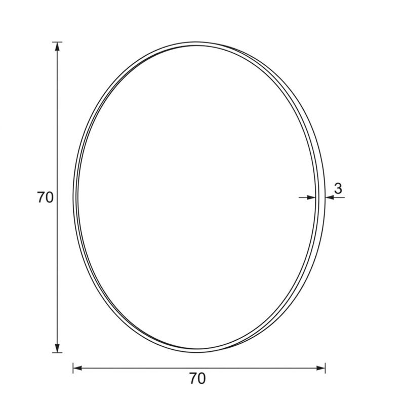 Zrkadlo závesné, 70cm, čierne, AZR-V5070 BK
