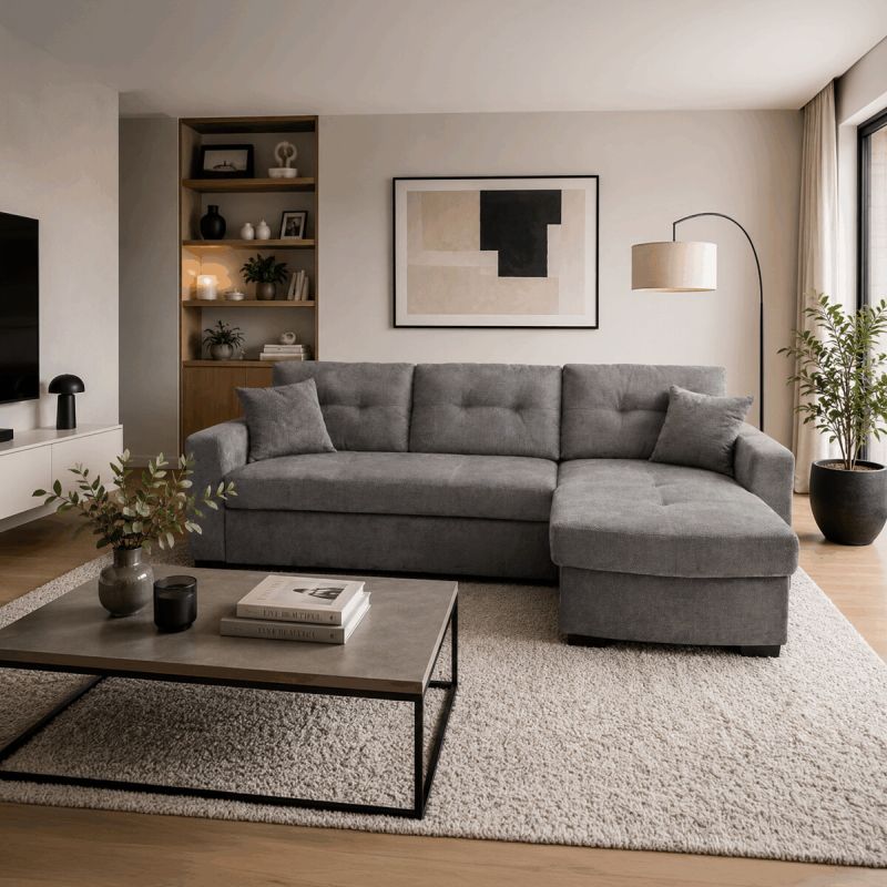 Rohová pohovka, sivá látka, ASB-C3990 GREY2