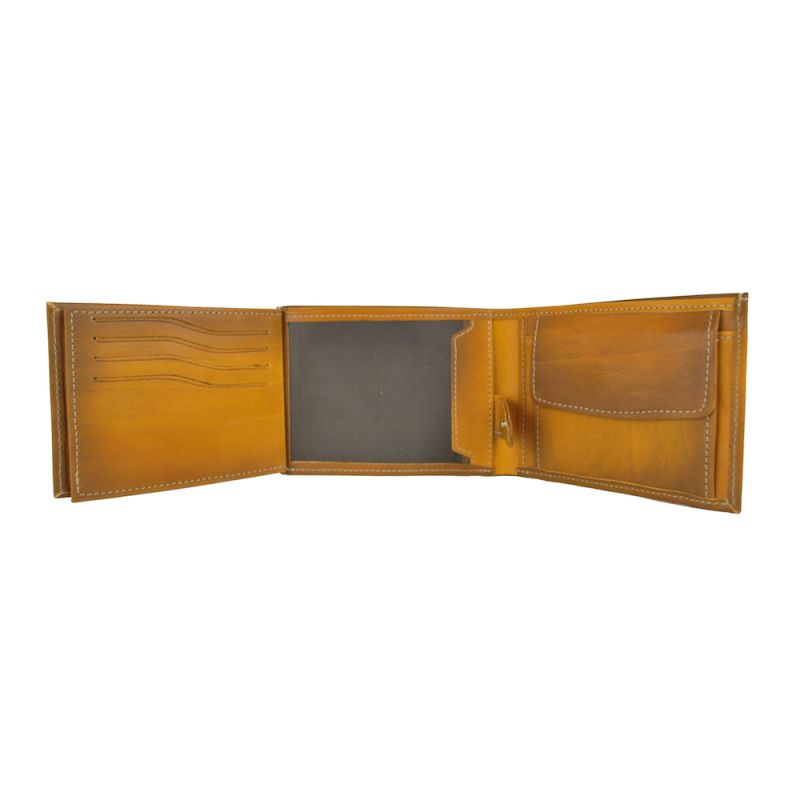 Kožená peňaženka č.8552 v žltej farbe, ručne tieňovaná