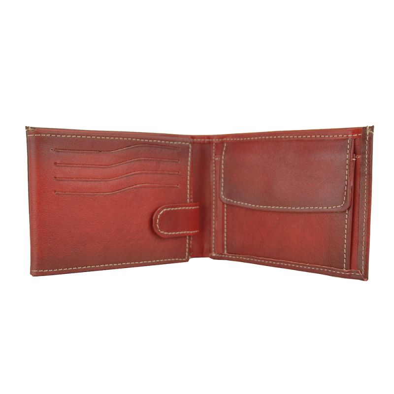 Kožená peňaženka č.8552 v červenej farbe, ručne tieňovaná