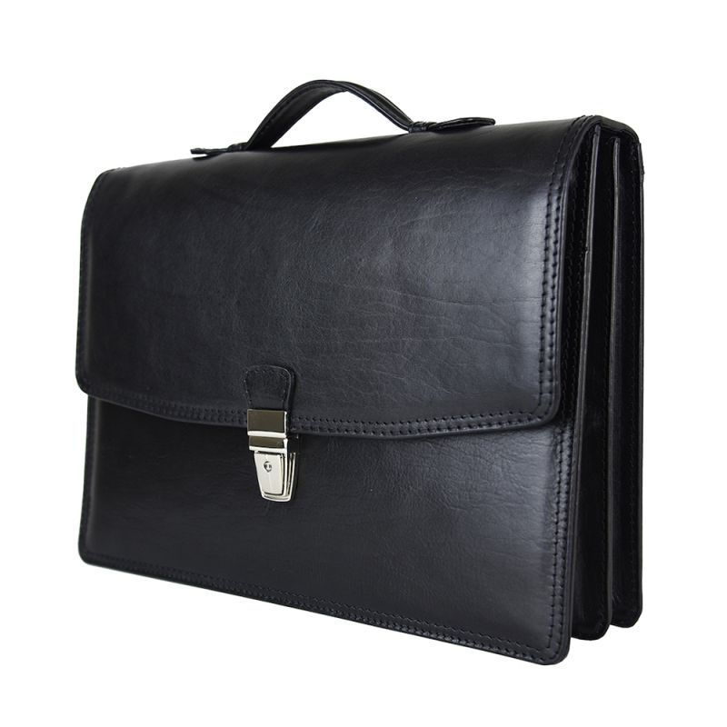 Luxusná elegantná kožená aktovka z pravej kože v čiernej farbe č.8170