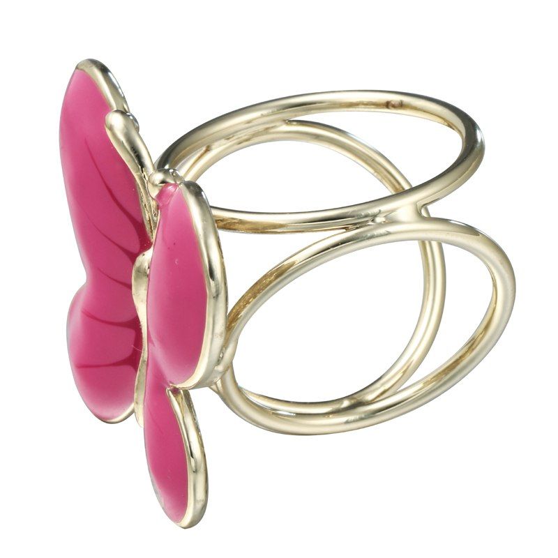 Elegantná ozdobná brošňa pre šatky v tvare ružového motýľa