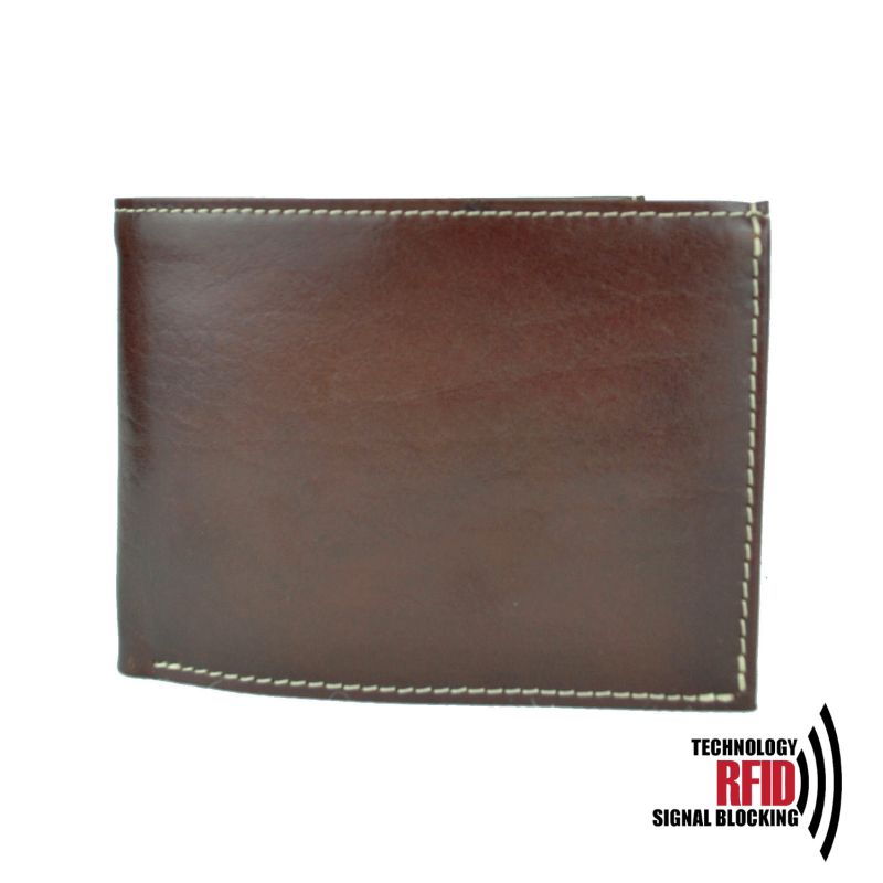 Kožená RFID peňaženka vybavená blokáciou RFID / NFC, hnedá farba č.8552