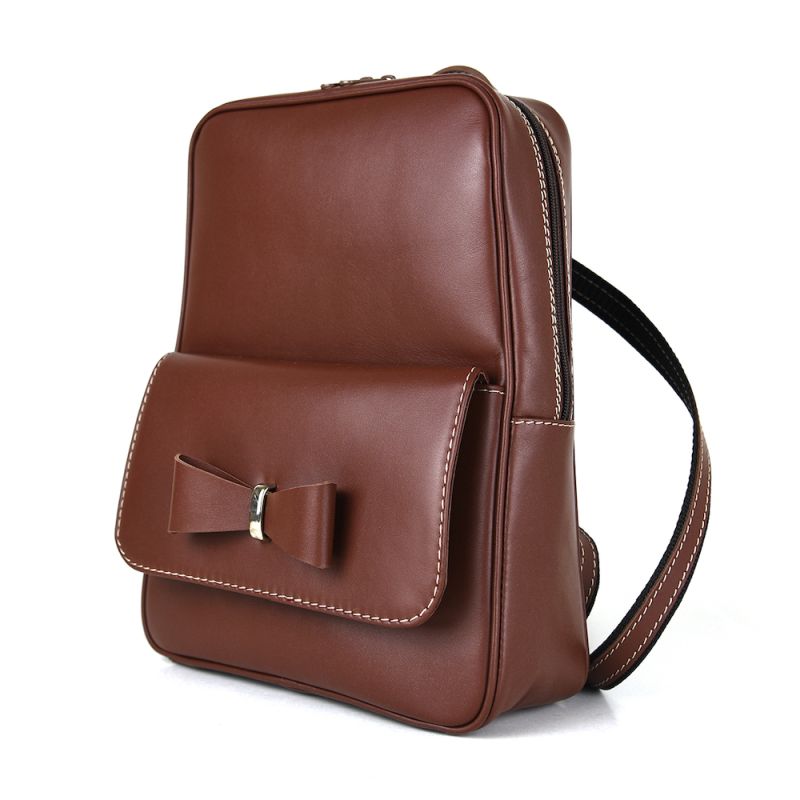 Módny kožený ruksak z pravej hovädzej kože č.8666 v hnedej farbe