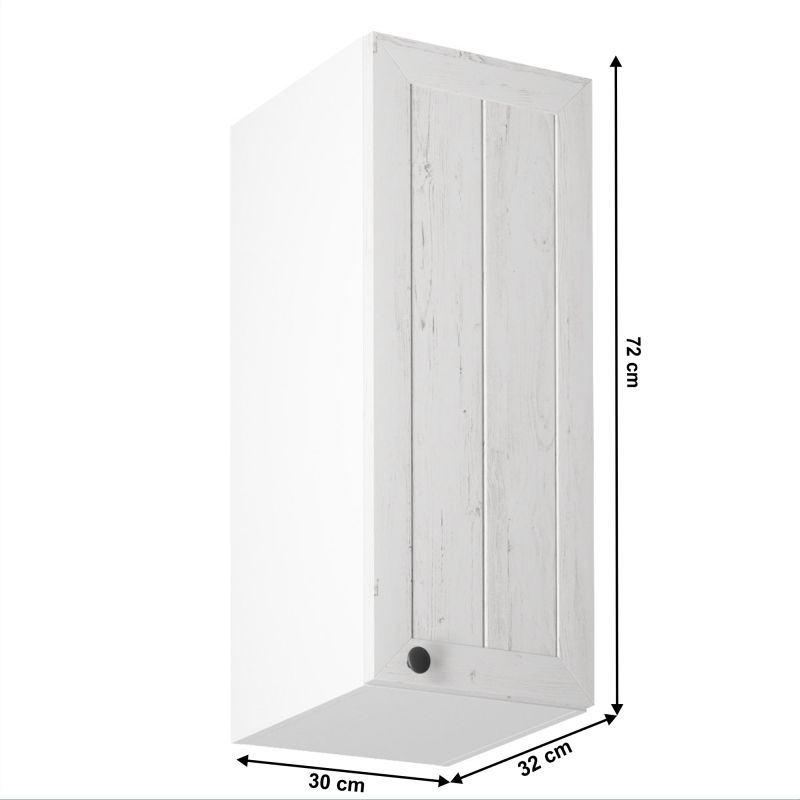 Horná skrinka, 30cm, biela, sosna andersen, pravá, PROVANCE G30