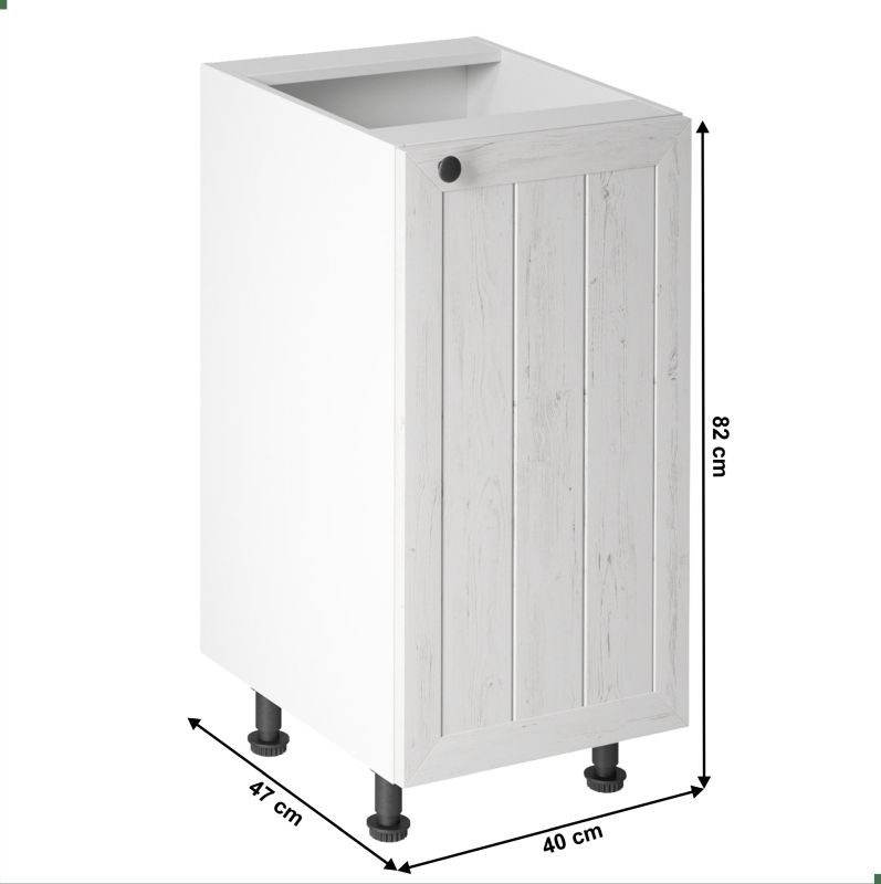 Spodná skrinka, 40cm, biela, sosna andersen, pravá, PROVANCE D40
