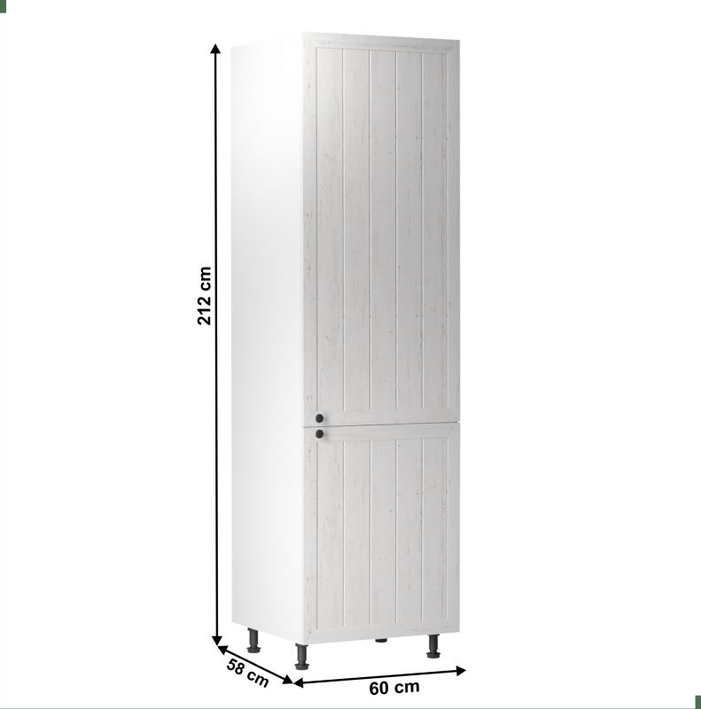 Skrinka na chladničku, 60cm, biela, sosna andersen, pravá, PROVANCE D60ZL