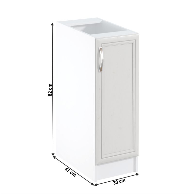 Spodná skrinka, 30cm, biela, sosna Andersen, pravá, SICILIA D30