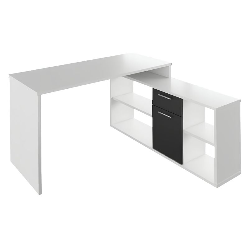 PC stôl, 135x135cm, biely, čierny, NOE NEW