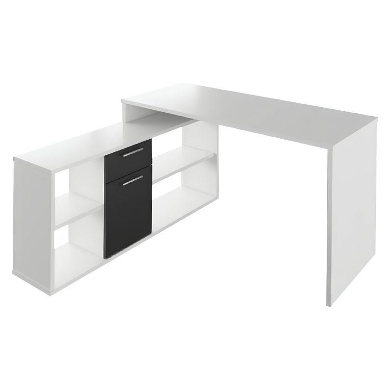 PC stôl, 135x135cm, biely, čierny, NOE NEW