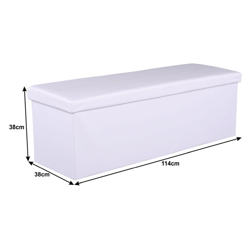 Skladací taburet, 114cm, biela ekokoža, ZAMIRA