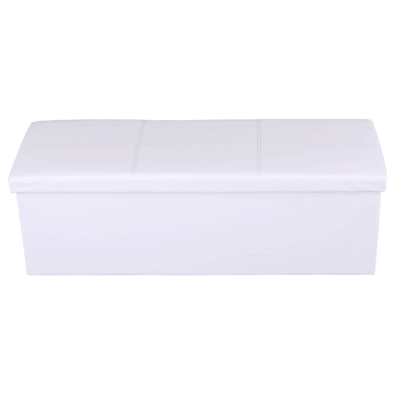 Skladací taburet, 114cm, biela ekokoža, ZAMIRA