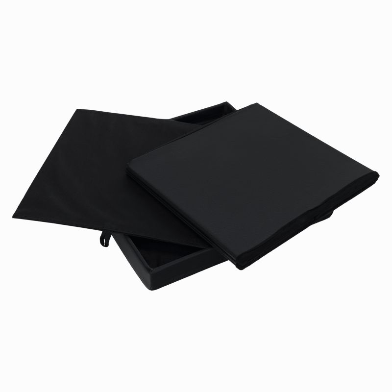 Skladací taburet, 40cm, ekokoža čierna, TELA NEW
