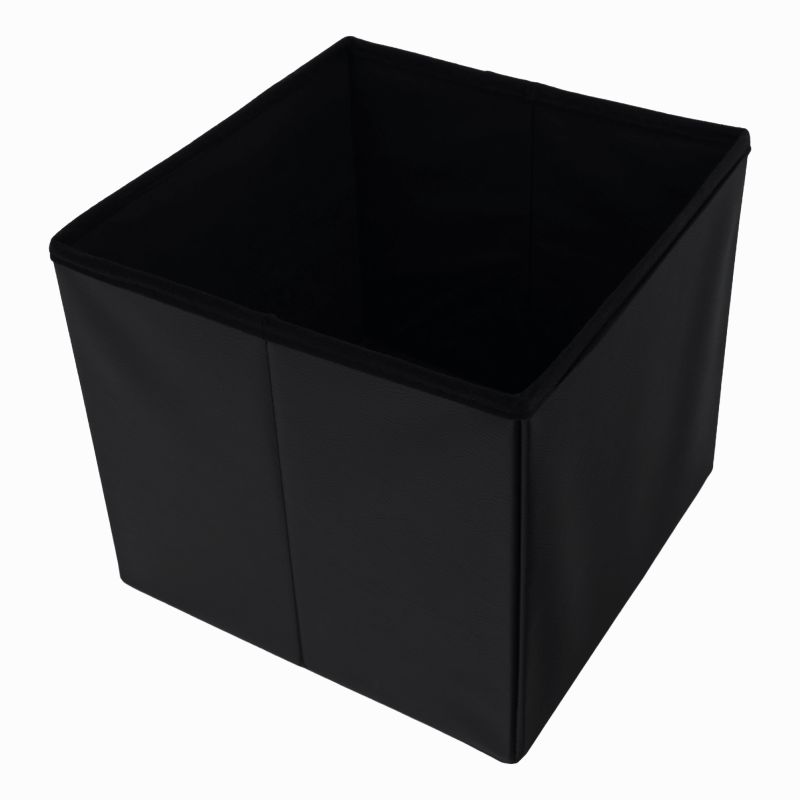 Skladací taburet, 40cm, ekokoža čierna, TELA NEW