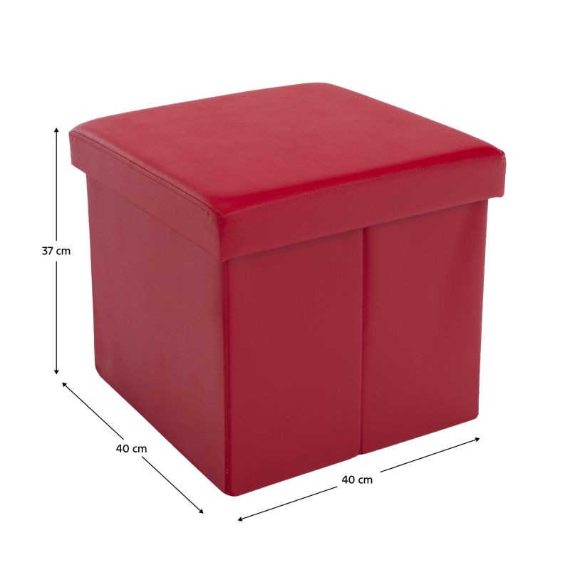 Skladací taburet, 40cm, ekokoža červená, TELA NEW