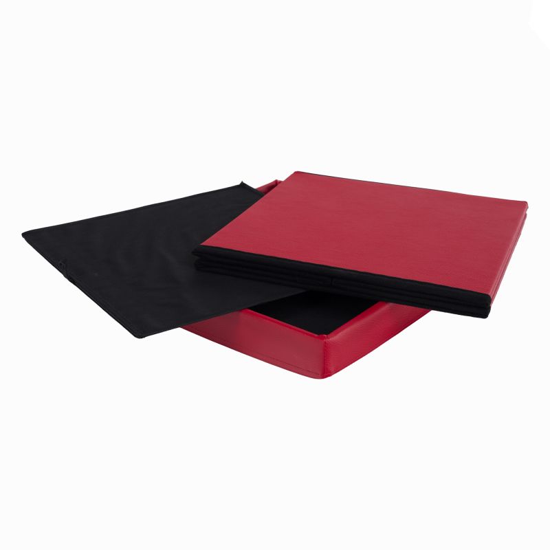 Skladací taburet, 40cm, ekokoža červená, TELA NEW
