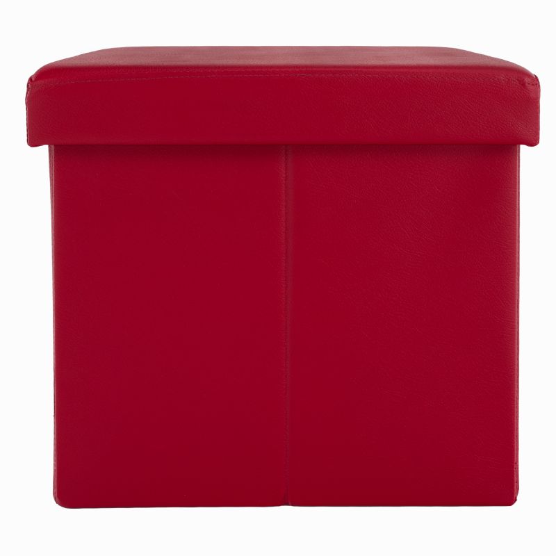 Skladací taburet, 40cm, ekokoža červená, TELA NEW