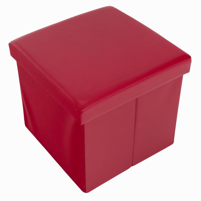 Skladací taburet, 40cm, ekokoža červená, TELA NEW
