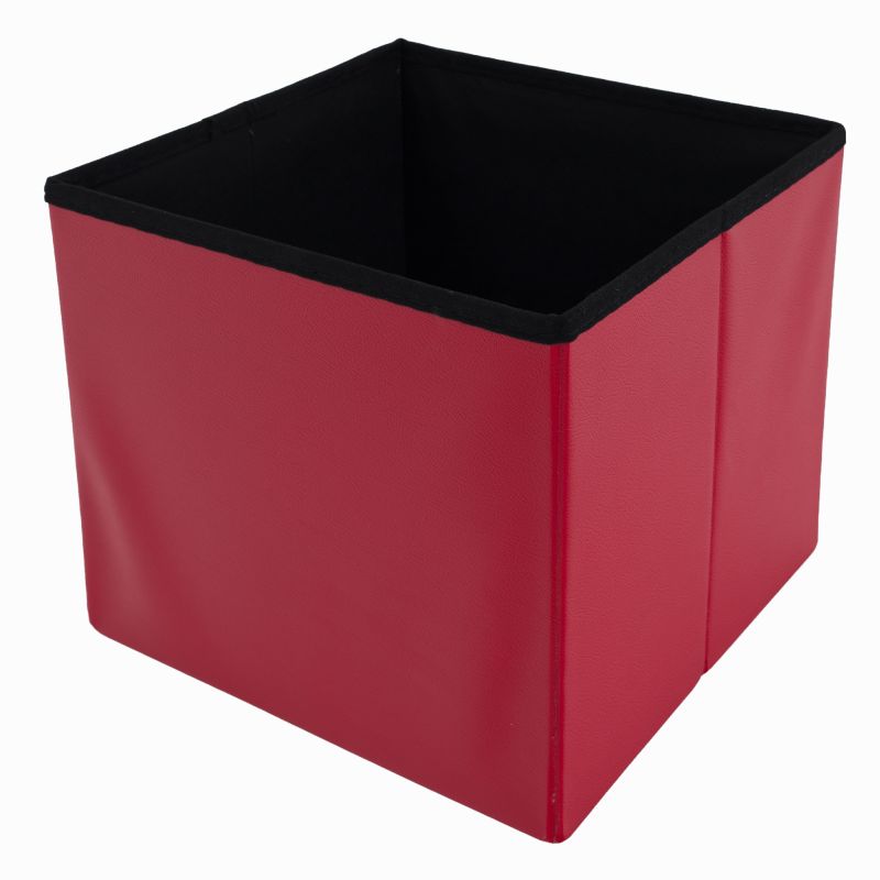 Skladací taburet, 40cm, ekokoža červená, TELA NEW