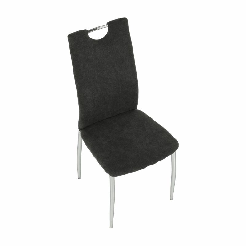 Jedálenská stolička, hnedosivá látka, nohy chróm, OLIVA NEW