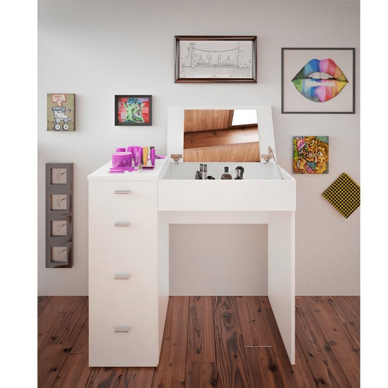 Toaletný stolík, 90cm, biely, BELINA