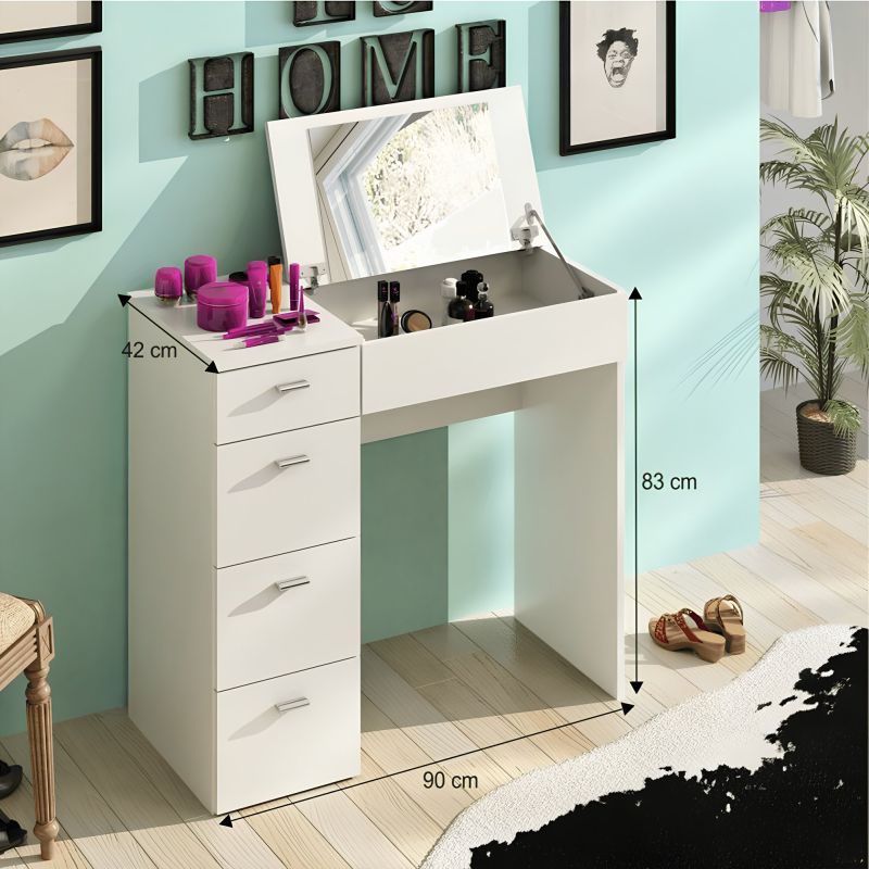 Toaletný stolík, 90cm, biely, BELINA