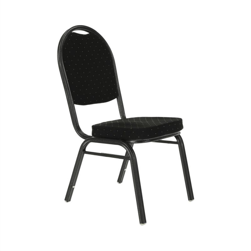 Stolička, stohovateľná, čierna látka, sivý kov, JEFF 2 NEW