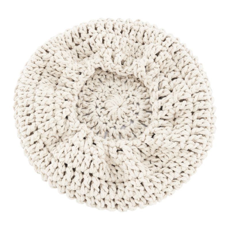 Taburet, 33cm, béžová vlna, drevo prírodné, NAIDA