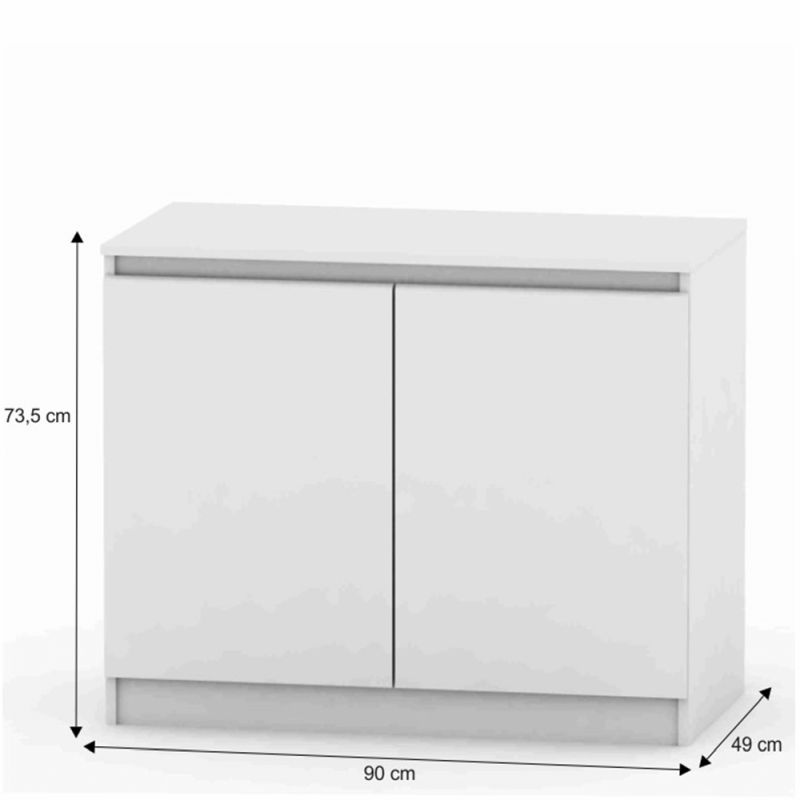 Komoda, 90cm, 2 dverová, biela, HANY NEW 008