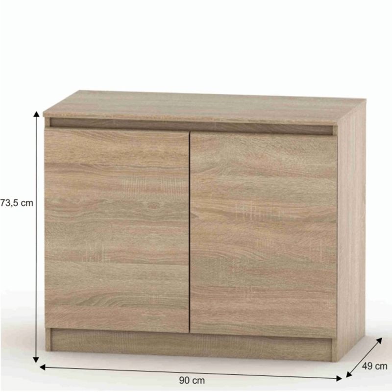 Komoda, 90cm, 2 dverová, dub sonoma, HANY NEW 008