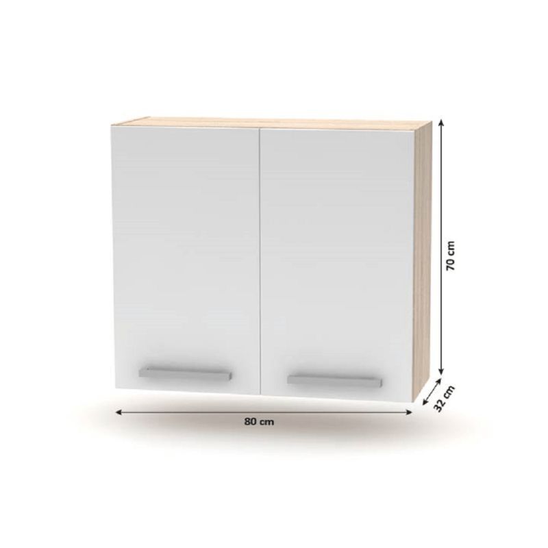 Kuchynská linka, 240cm, dub sonoma, biela, NOVA PLUS