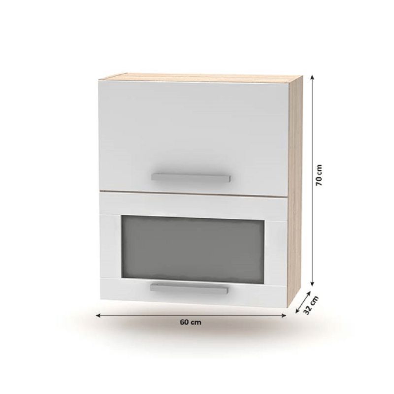 Kuchynská linka, 240cm, dub sonoma, biela, NOVA PLUS