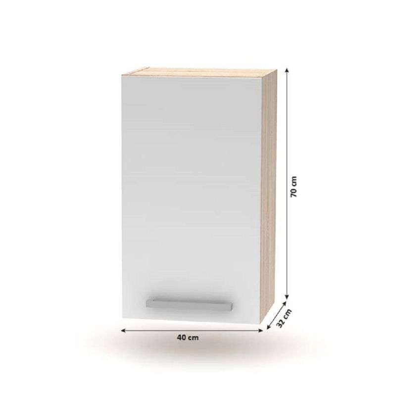 Kuchynská linka, 240cm, dub sonoma, biela, NOVA PLUS