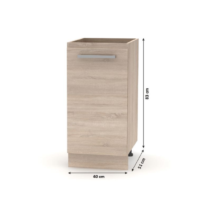Kuchynská linka, 240cm, dub sonoma, biela, NOVA PLUS