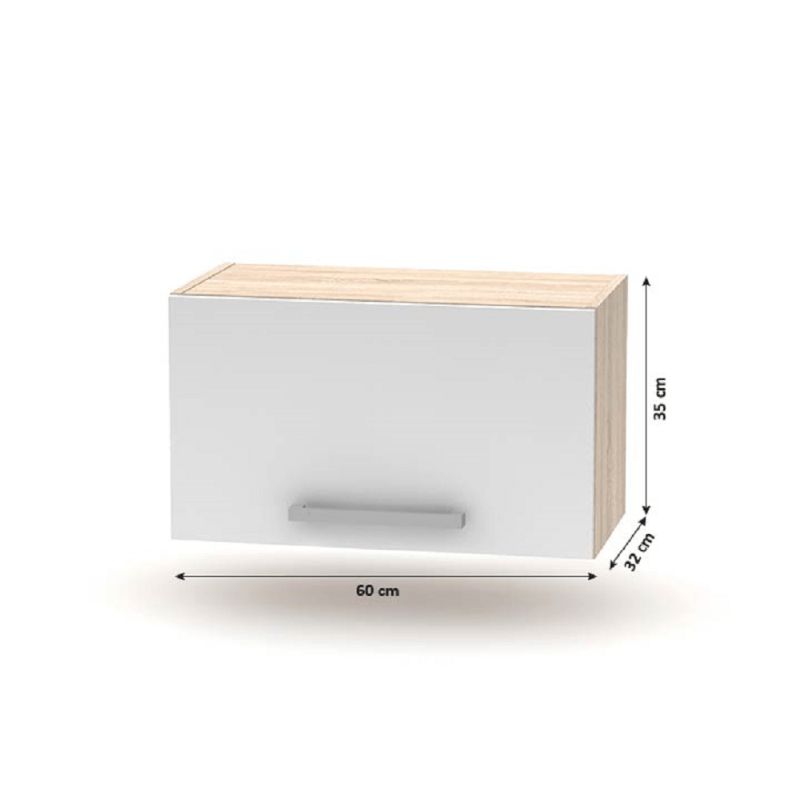 Kuchynská linka, 240cm, dub sonoma, biela, NOVA PLUS