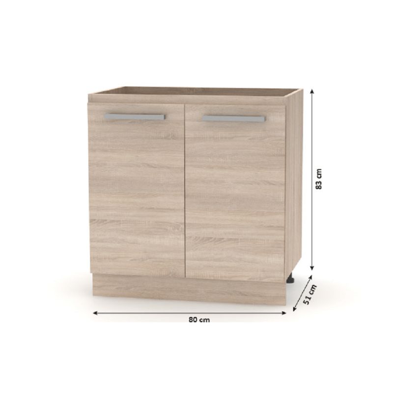 Kuchynská linka, 240cm, dub sonoma, biela, NOVA PLUS