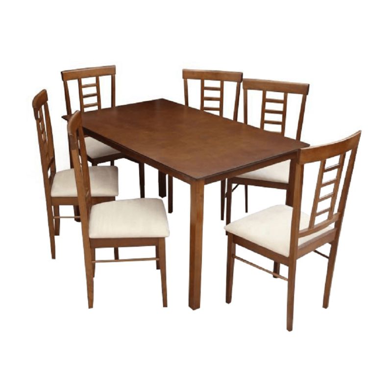 Jedálenský set 1+6, 135x80cm, MDF, orech, látka béžová, OLEG
