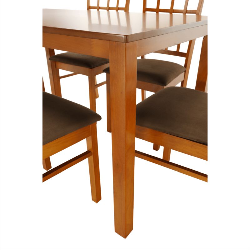 Jedálenský set 1+6, 135x80cm, MDF, čerešňa, látka béžová, GRID NEW