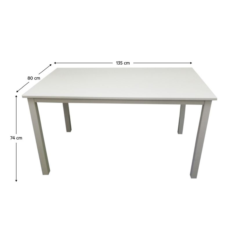 Jedálenský stôl, 135x80cm, MDF, biela, ASTRO