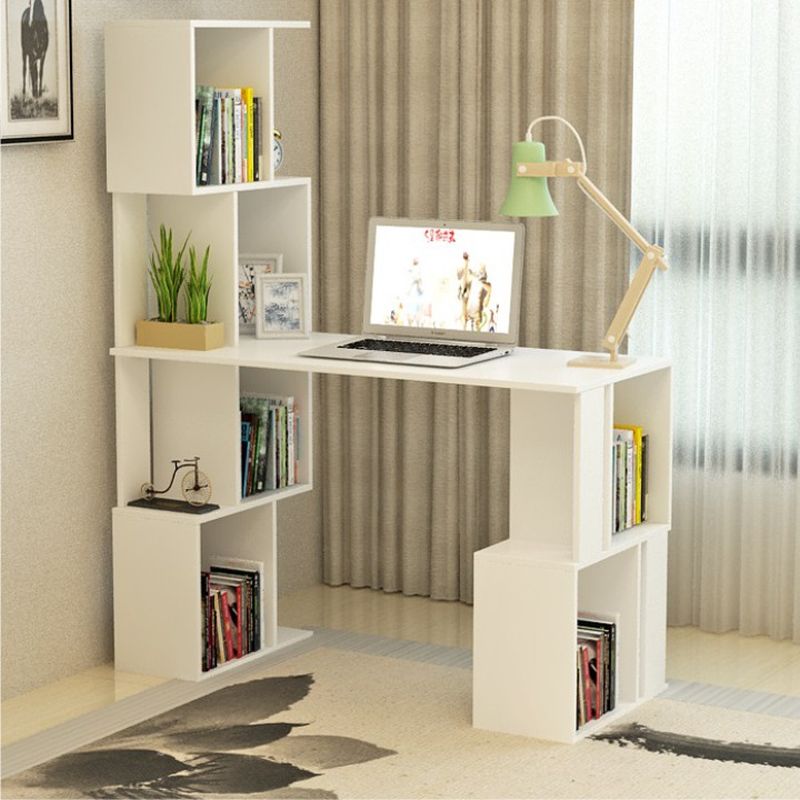 PC stôl, 120x60cm, s regálom, biely, FLOKI NEW